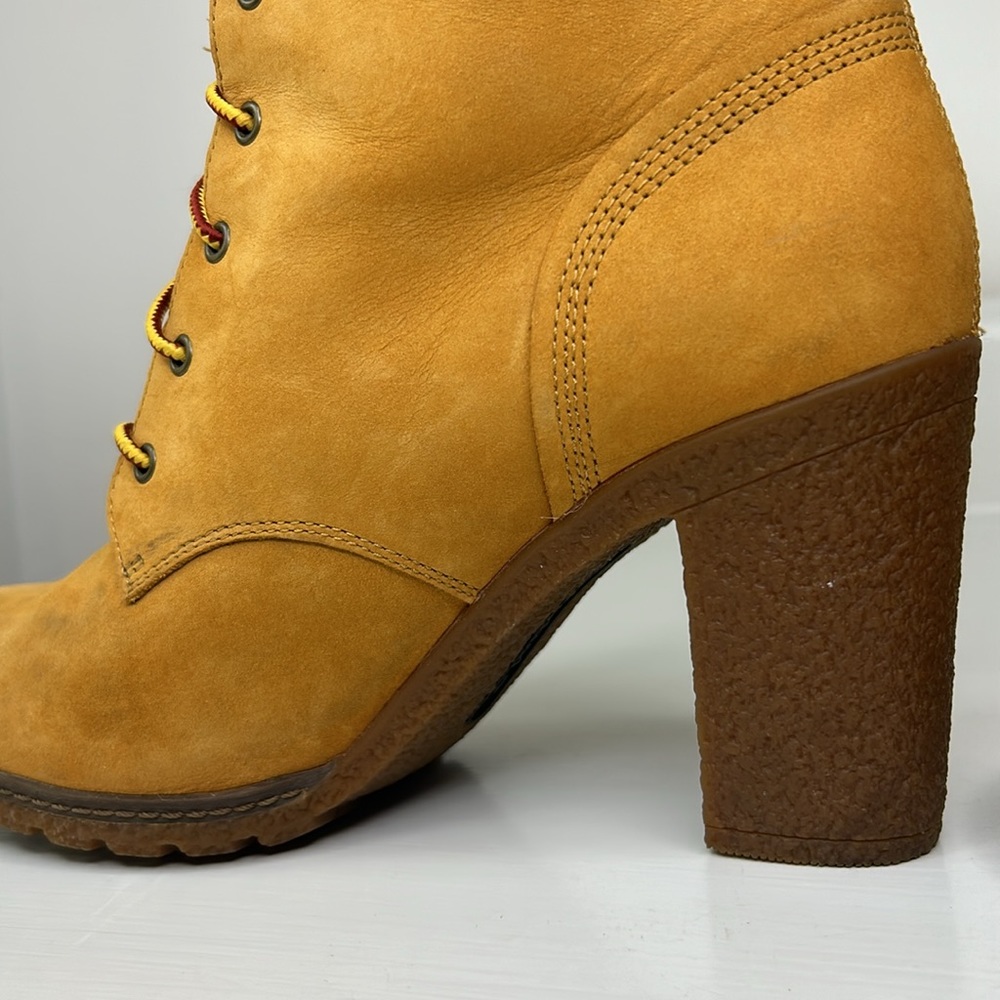 Timberland 🧡 Earthkeepers Women's Workboot Style Chunky High Heel Boot Shoes - Picture 14 of 16